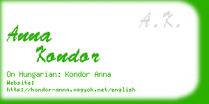 anna kondor business card